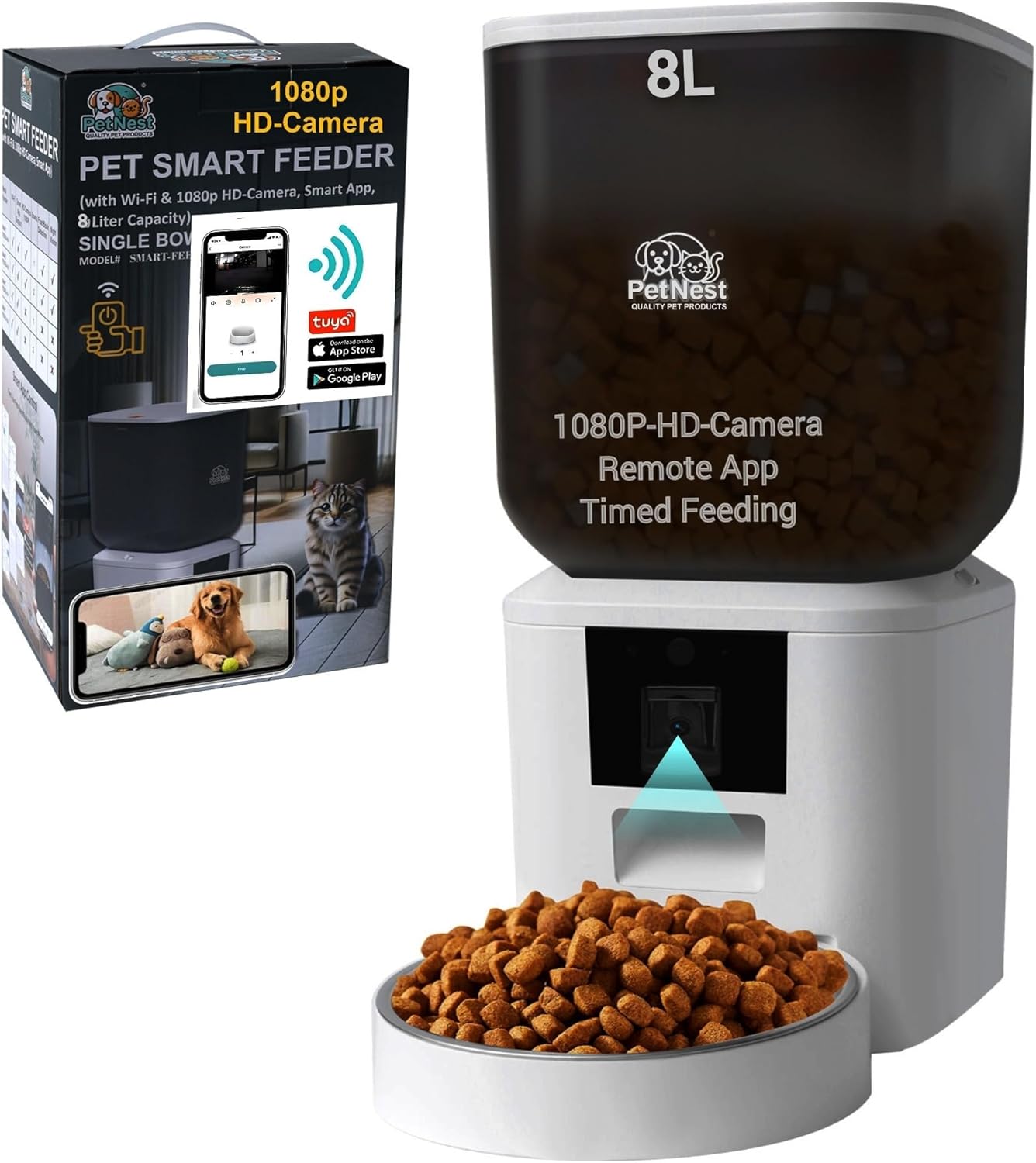 Smart Dog and Cat Feeder with WiFi and HD Camera