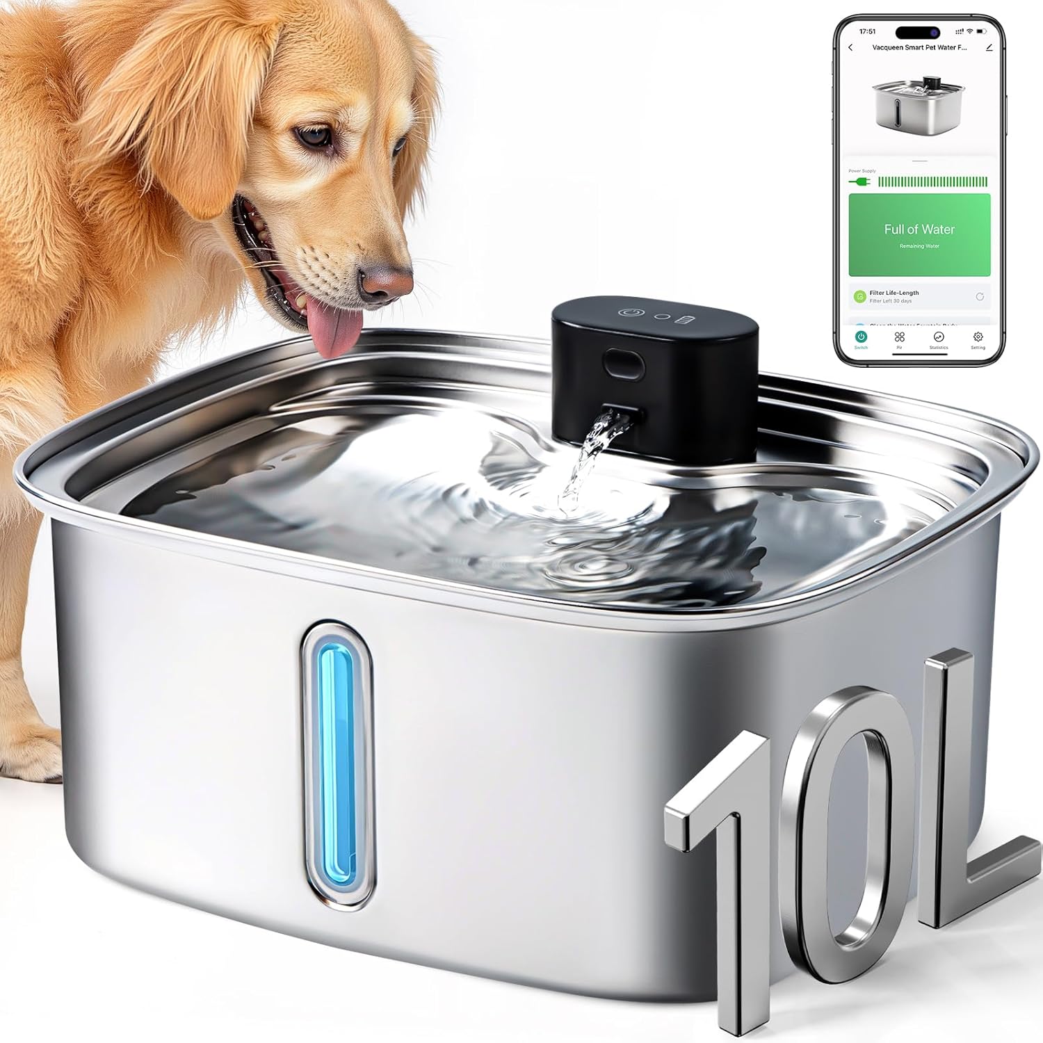 Vacqueen Dog Water Bowl Dispenser