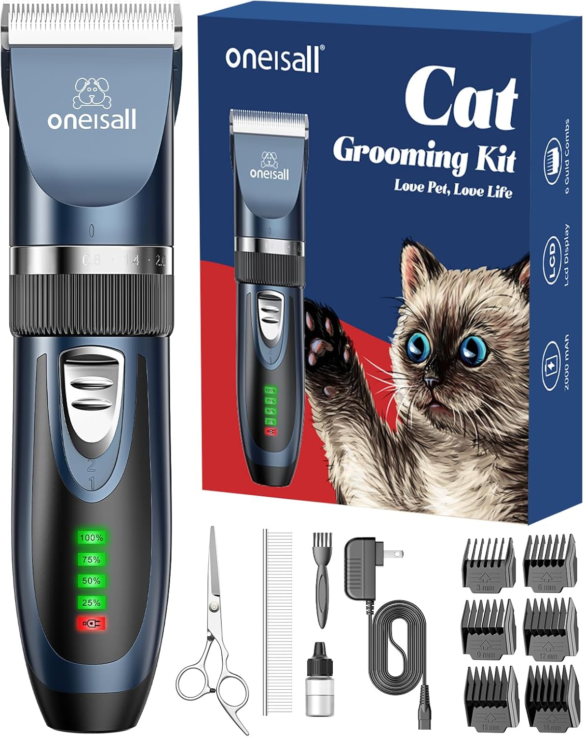 oneisall Quiet Cat Clippers for Matted & Long Hair